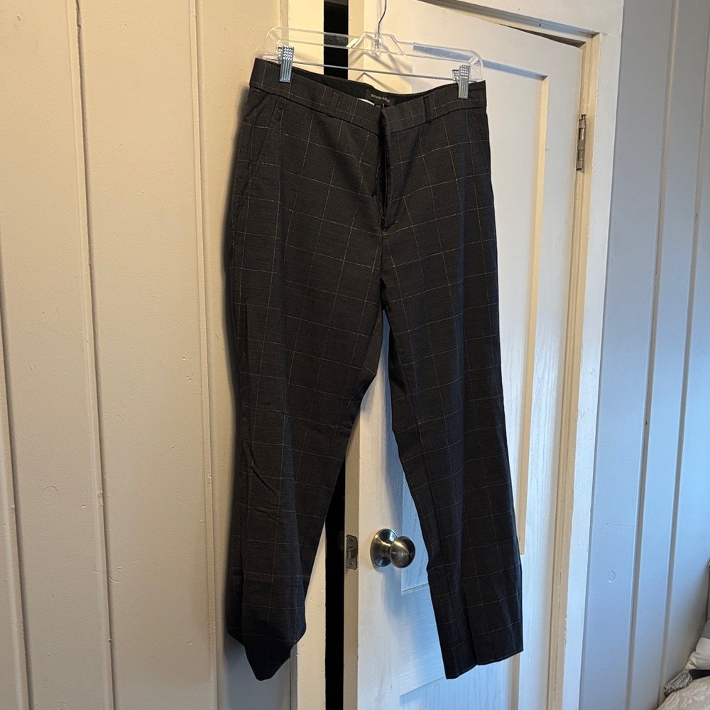 Banana Republic Women's Black Checkered Cropped Pants